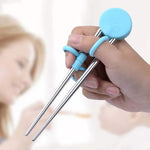 Load image into Gallery viewer, Kids Stainless Steel Practice Chopsticks with Silicone Helpers - Blue
