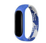 Load image into Gallery viewer, Elastic Nylon Braided Solo Loop Watch Strap For Xiaomi Mi band 6 5 4 3 - Blue and White
