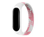 Load image into Gallery viewer, Elastic Nylon Braided Solo Loop Watch Strap For Xiaomi Mi band 6 5 4 3 - Pink and White
