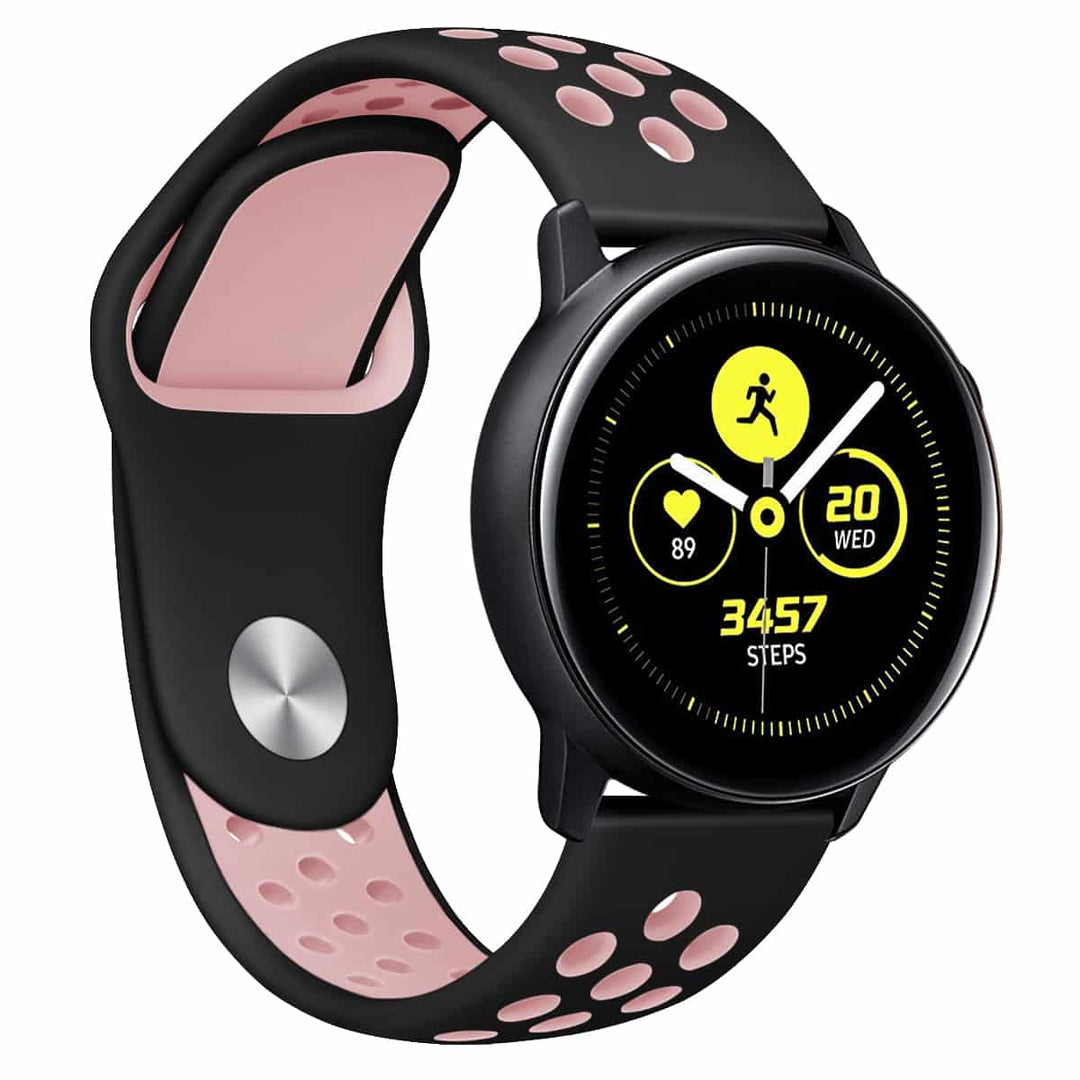 20mm Sport Replacement Dual Color Strap For Samsung Active 2 - Black and Pink