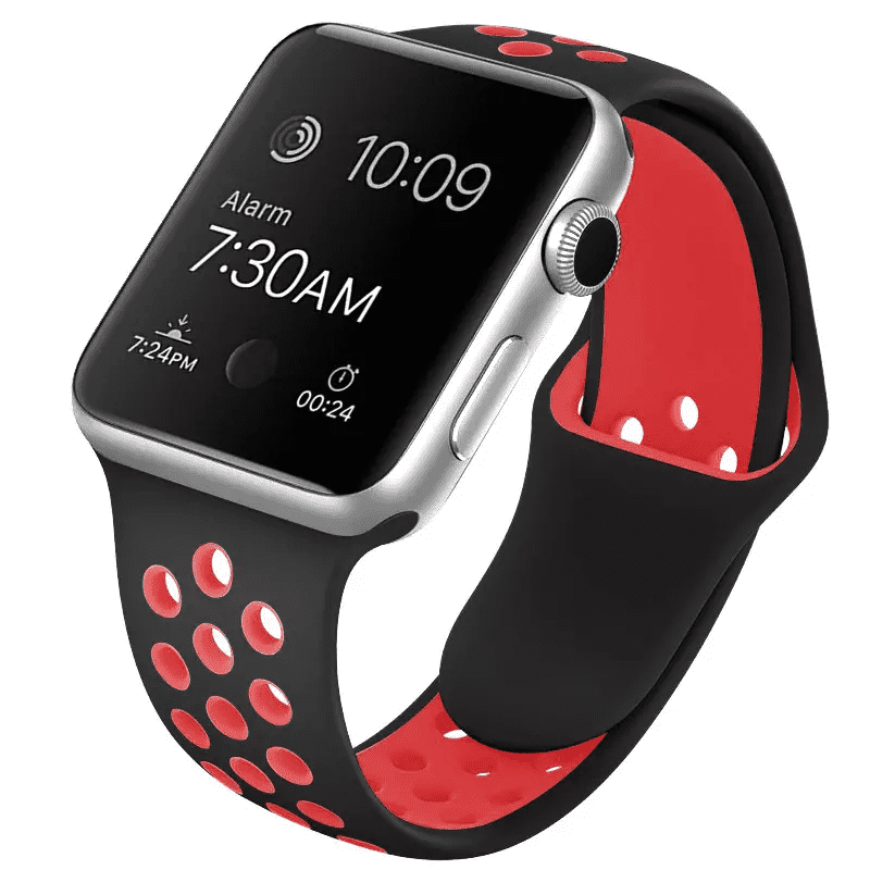 Dual Color Silicone band For Apple Watch Strap 38/40MM Smartwatch - Black and Red