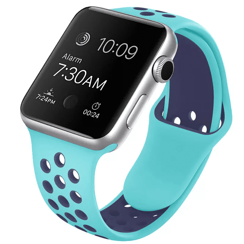 Dual Color Silicone band For Apple Watch Strap 38/40MM Smartwatch - Teal and Blue