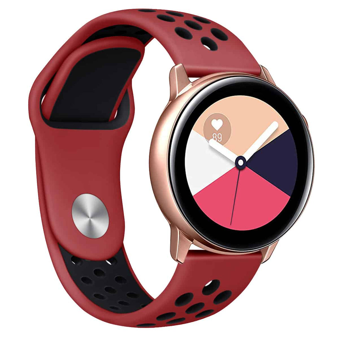 20mm Sport Replacement Dual Color Strap For Samsung Active 2 - Red and Black