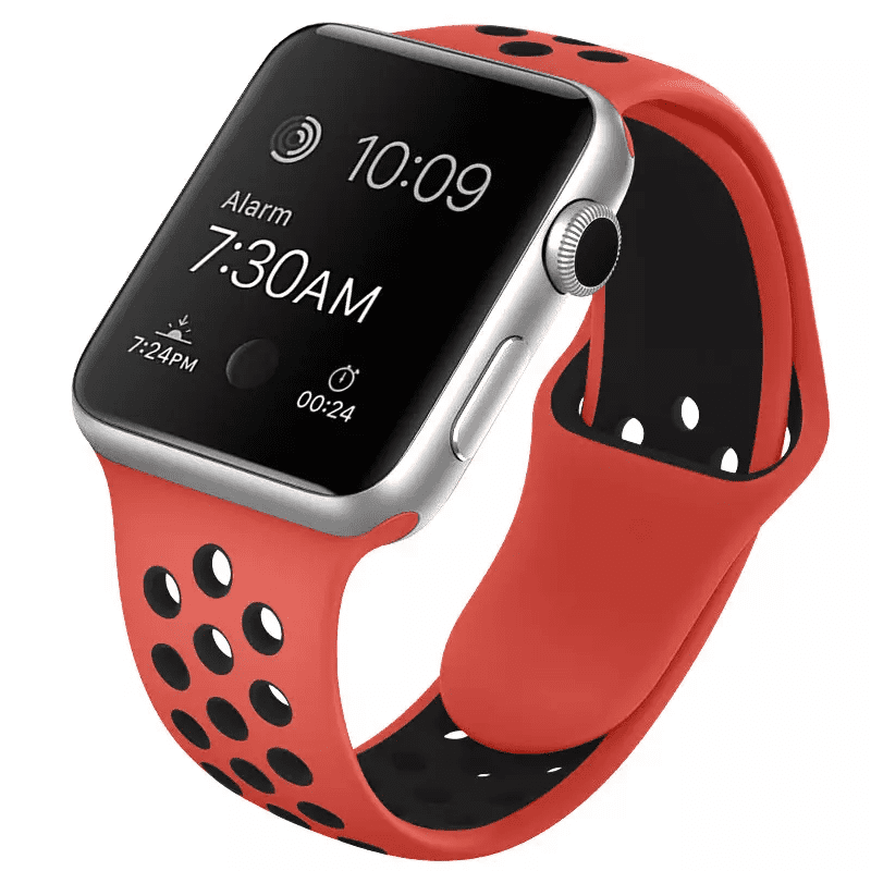 Dual Color Silicone band For Apple Watch Strap 38/40MM Smartwatch - Red and Black