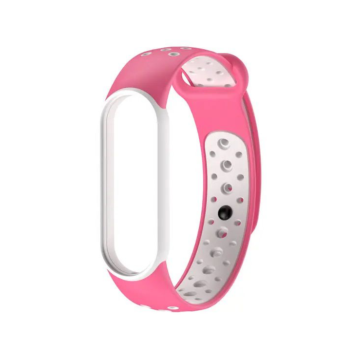 Silicone Watch Strap Wristband For Xiaomi Mi Band 6/5 Amazfit Band 5 - Pink and White