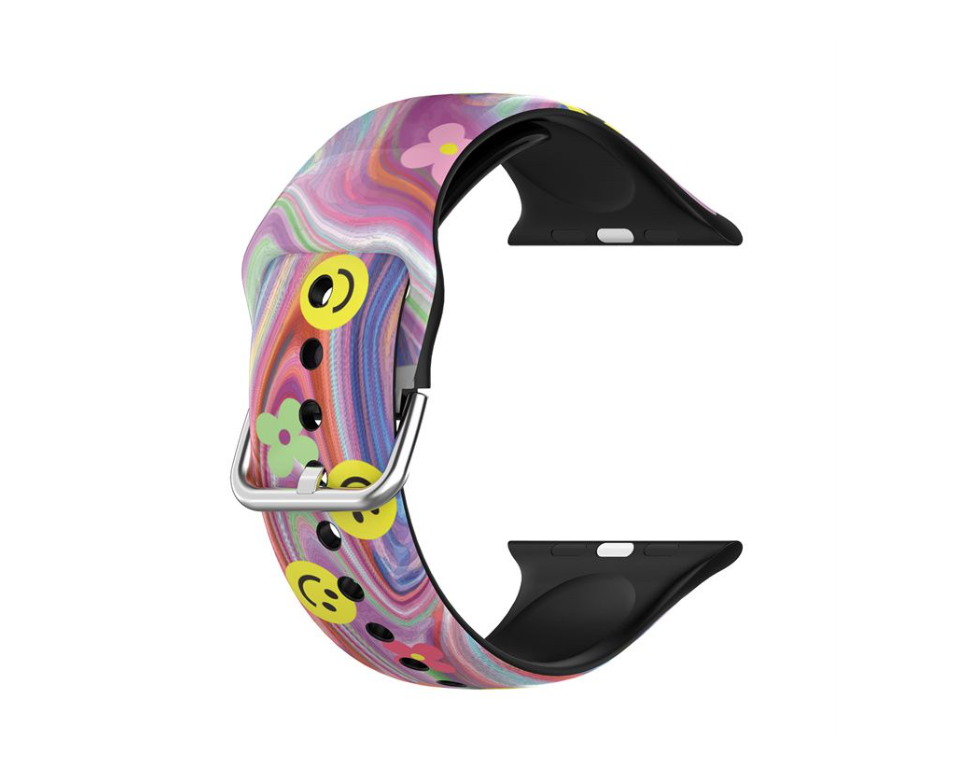 Multicolor Smiley Watch Strap Compatible With Apple Watch 38/40/41mm