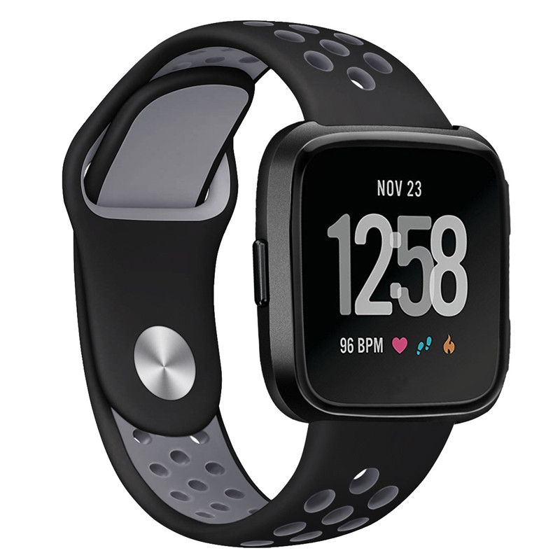 Silicone Watch Strap for Fitbit Versa - White & Black