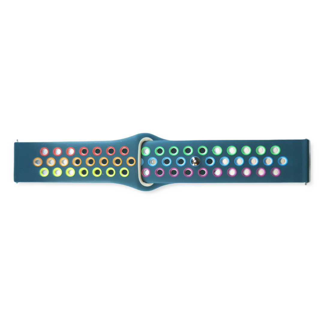 Teal Blue Rainbow Silicone band for Samsung Galaxy Active 2 watch 20mm