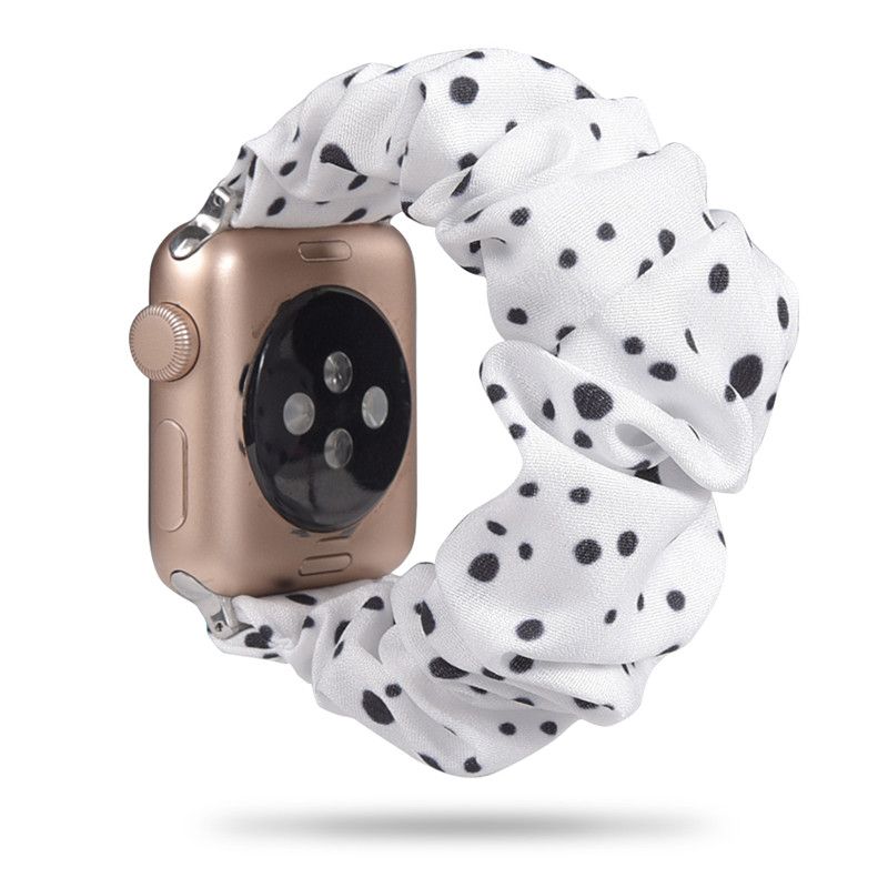 Black Polka dot Scrunchie watch strap For Apple watch series 3 4