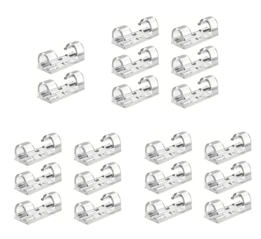 Clear Adhesive Cable Clips: 20-Pack Cord Management
