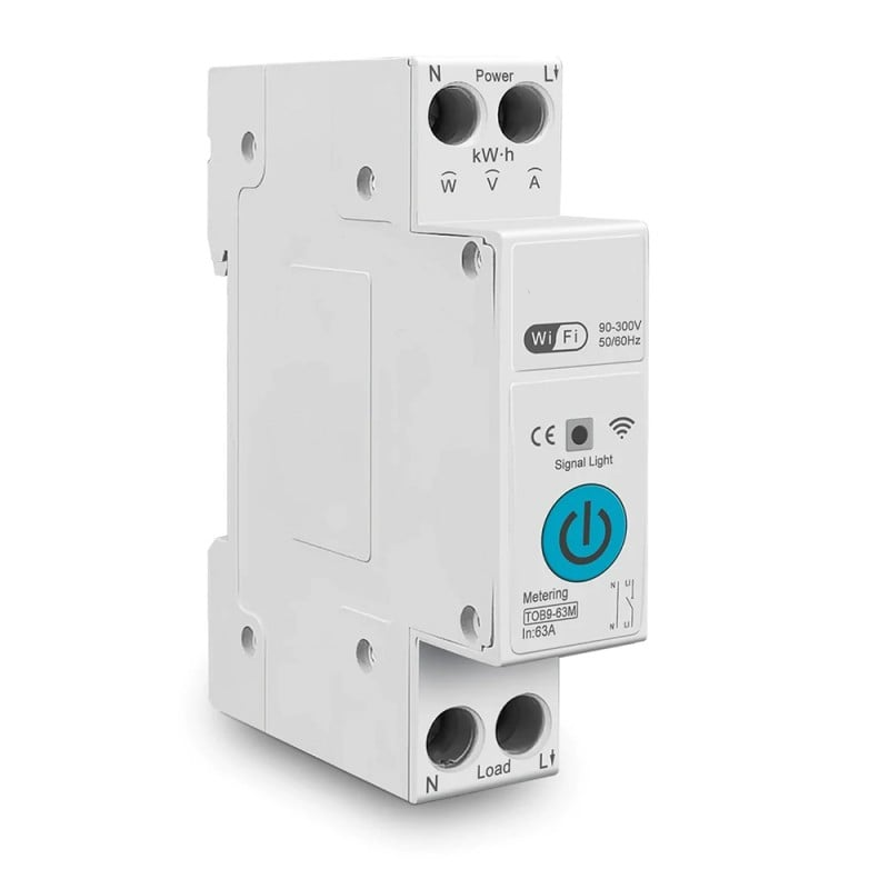 Tuya Smart WiFi Geyser Timer Switch (1–63A) – App & Voice Control, Energy Monitoring, Overload Protection