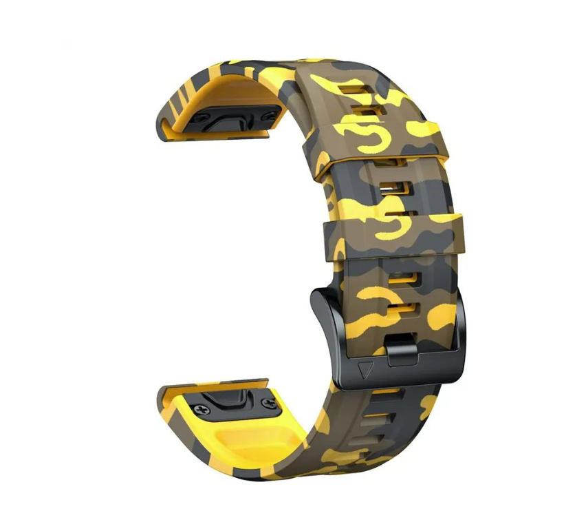 Camo Quick Release Silicone Strap For Garmin Fenix 7X/6X/5X/5X Plus/3 - Yellow Camo